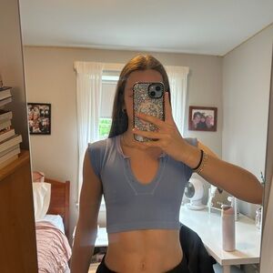 pink and blue urban outfitters women’s go for gold crop top🩵🩷